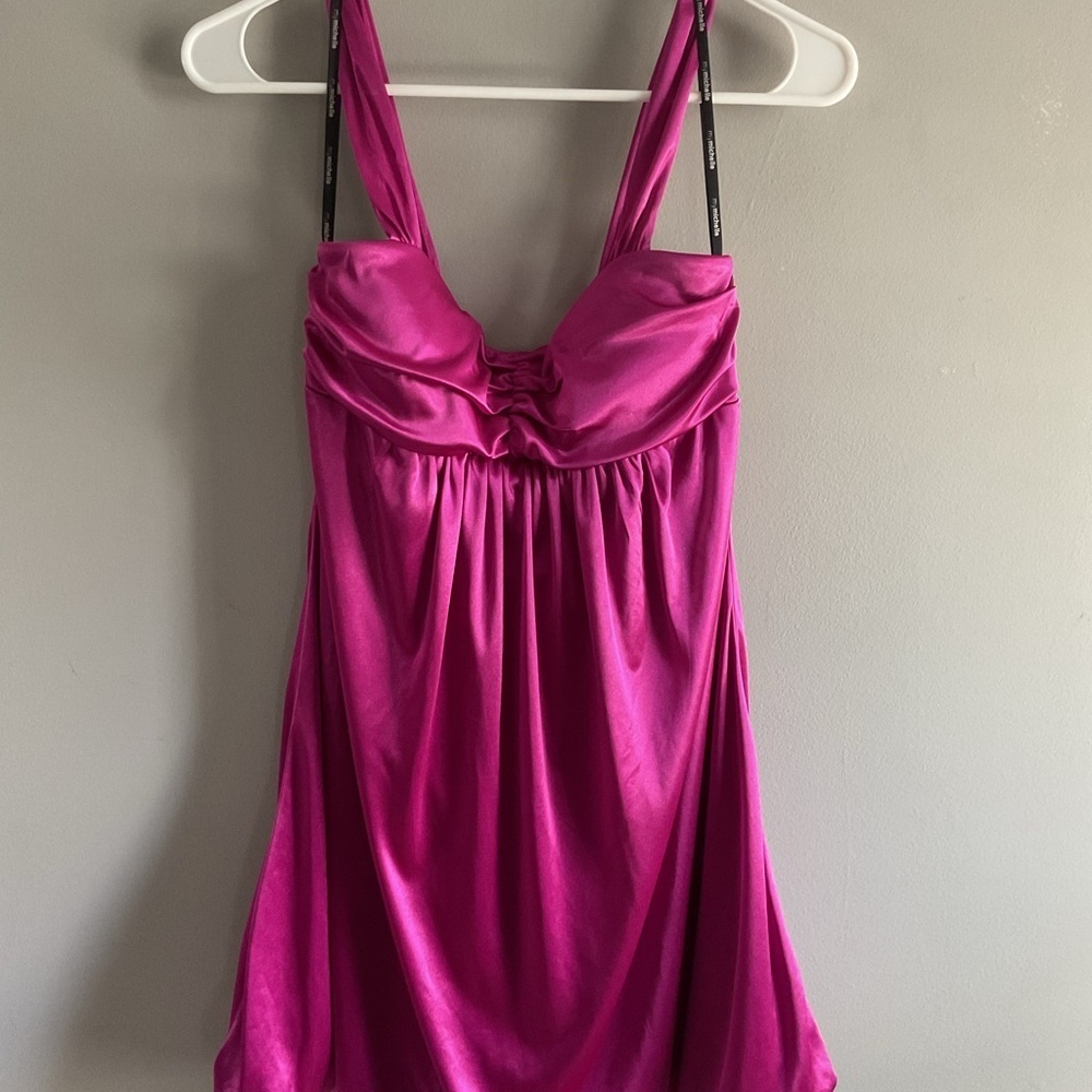 My Michelle Fuchsia Satin Dress